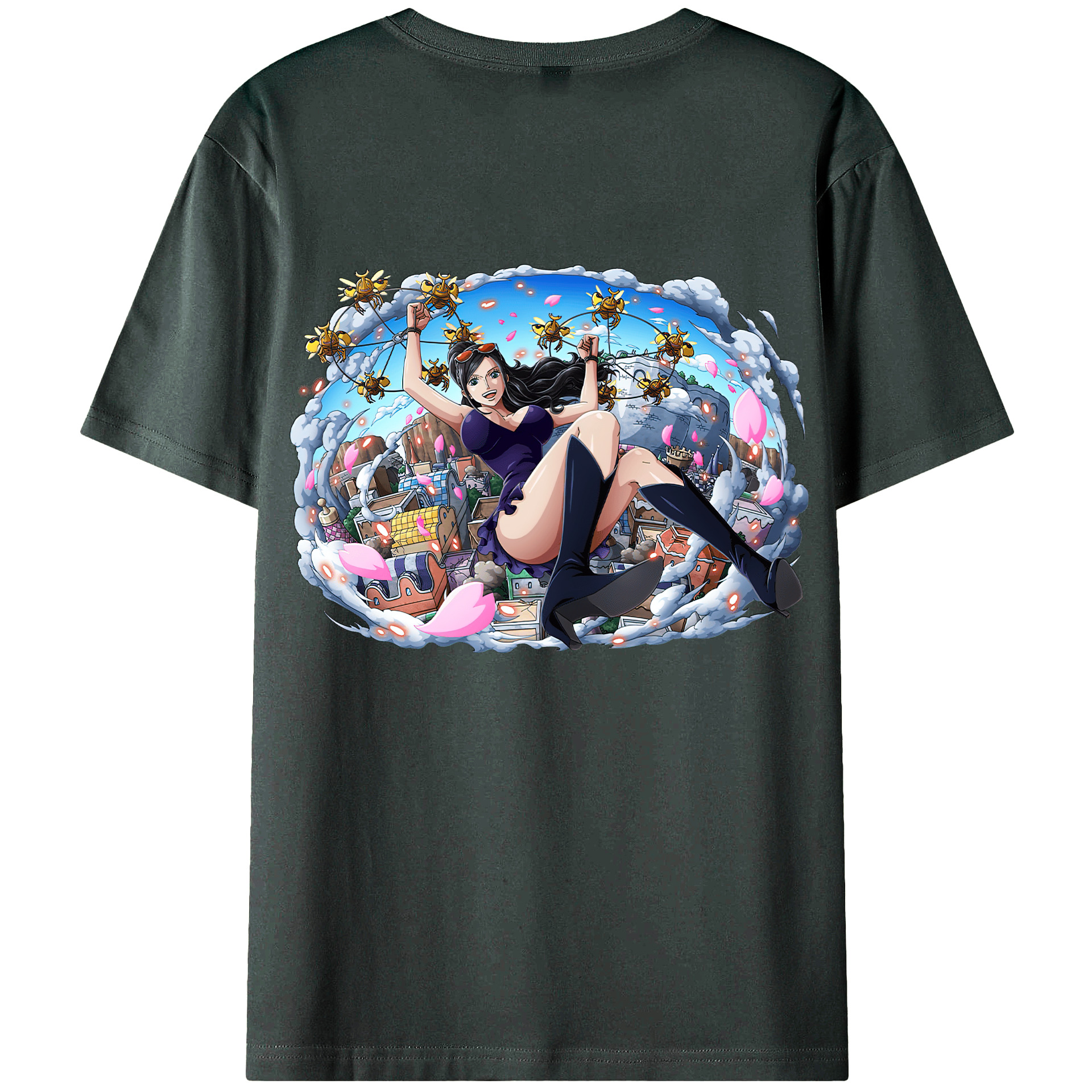 ワンピース ニコ・ロビン ONE PIECE Nico Robin 綿100％ メンズ半袖Tシャツ（バックプリント） 通気性
